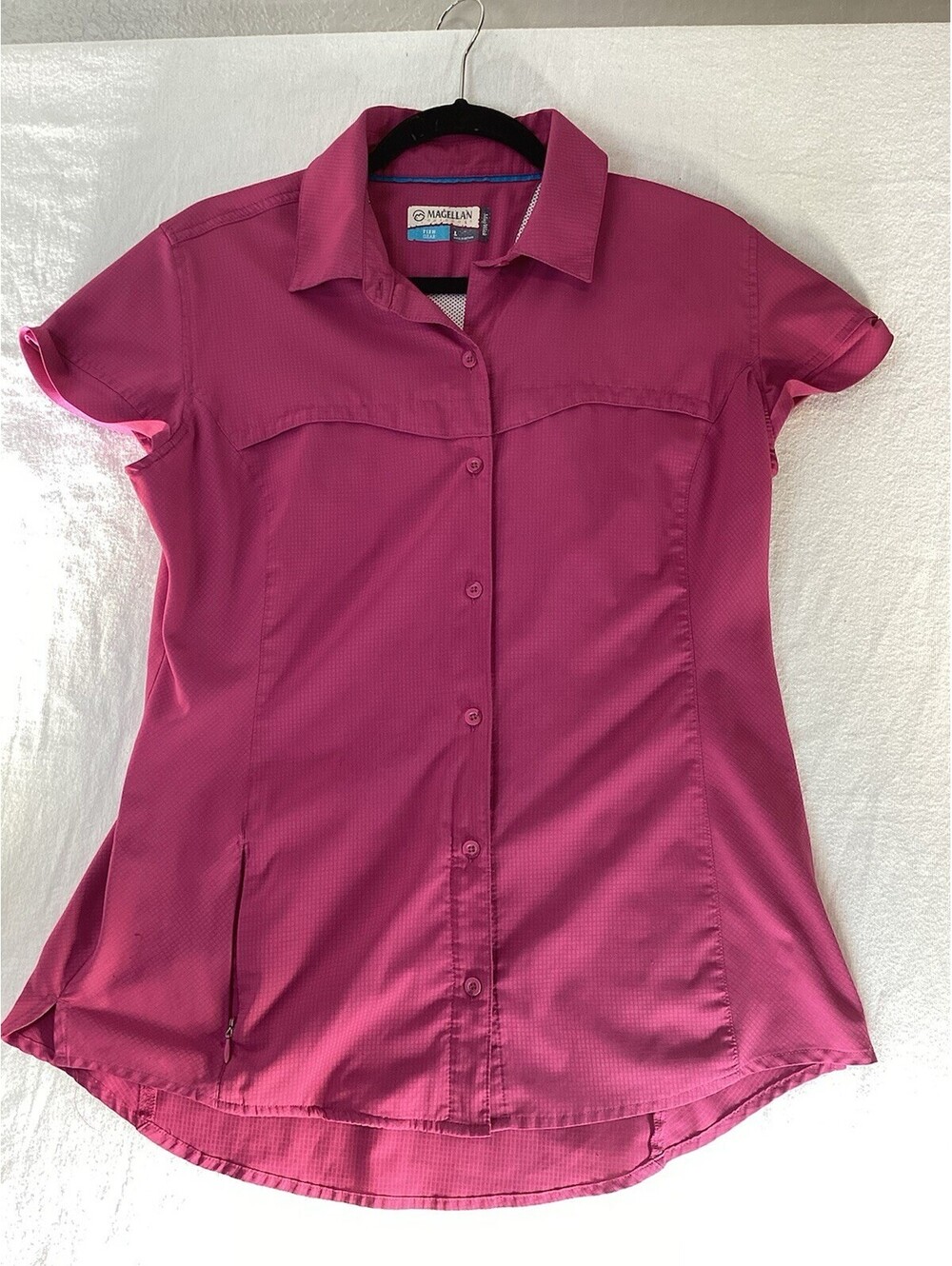 Women’s Magellan Semi Fitted Fishing Shirt, Dark Pink Fuchsia, Large